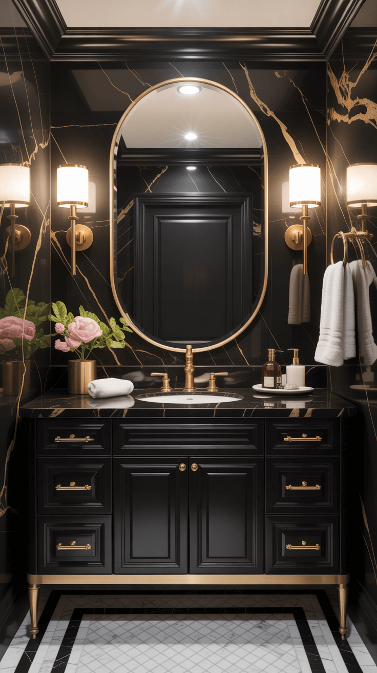 15 Beautiful Black Marble Bathroom Ideas for Timeless Luxury