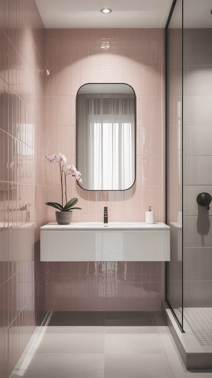 15 Beautiful Pink Tile Bathroom Ideas for a Soft Touch