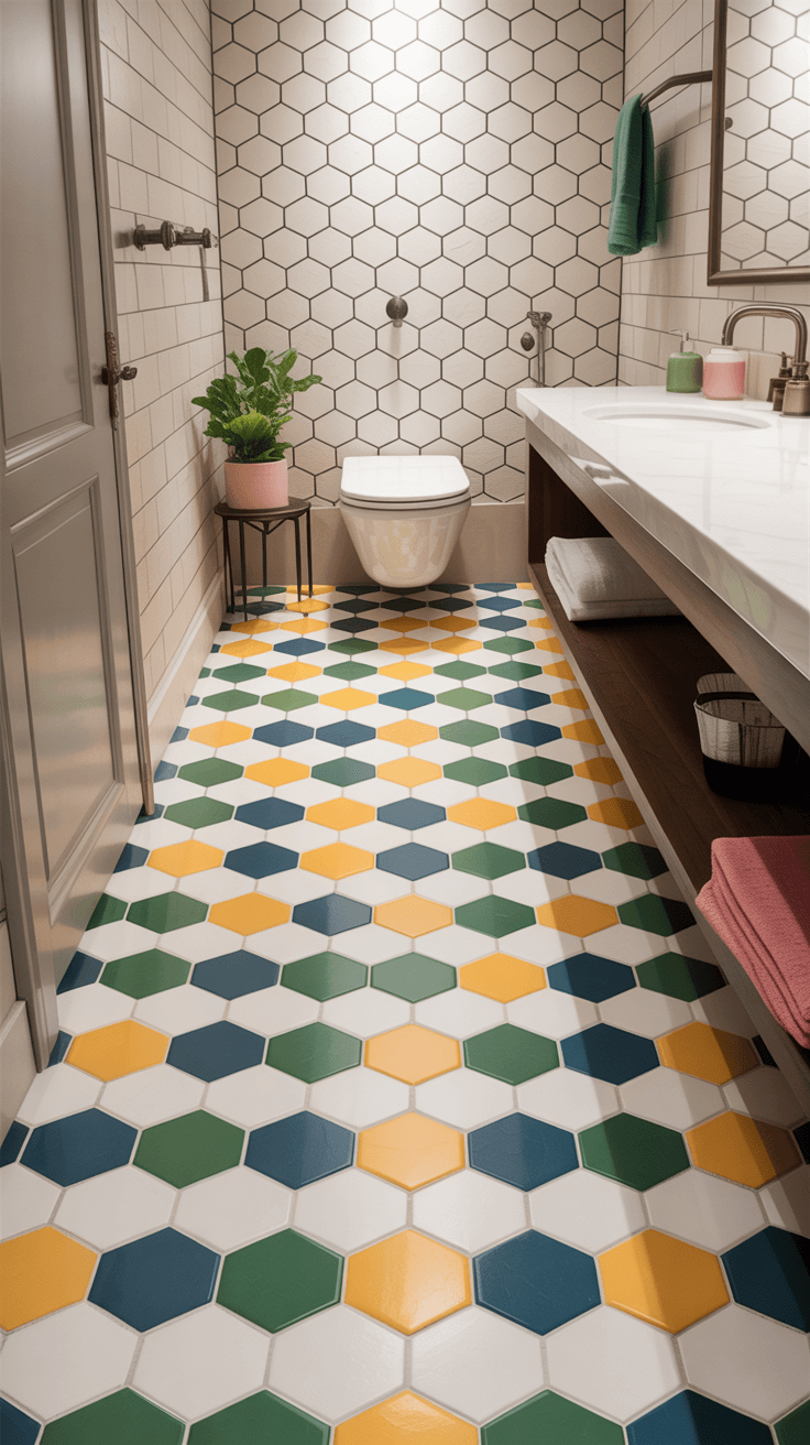 15 Creative Hexagon Tile Bathroom Ideas for a Trendy Vibe