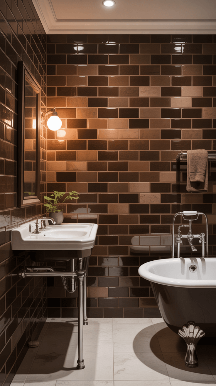 15 Elegant Brown Tile Bathroom Ideas for a Cozy Feel