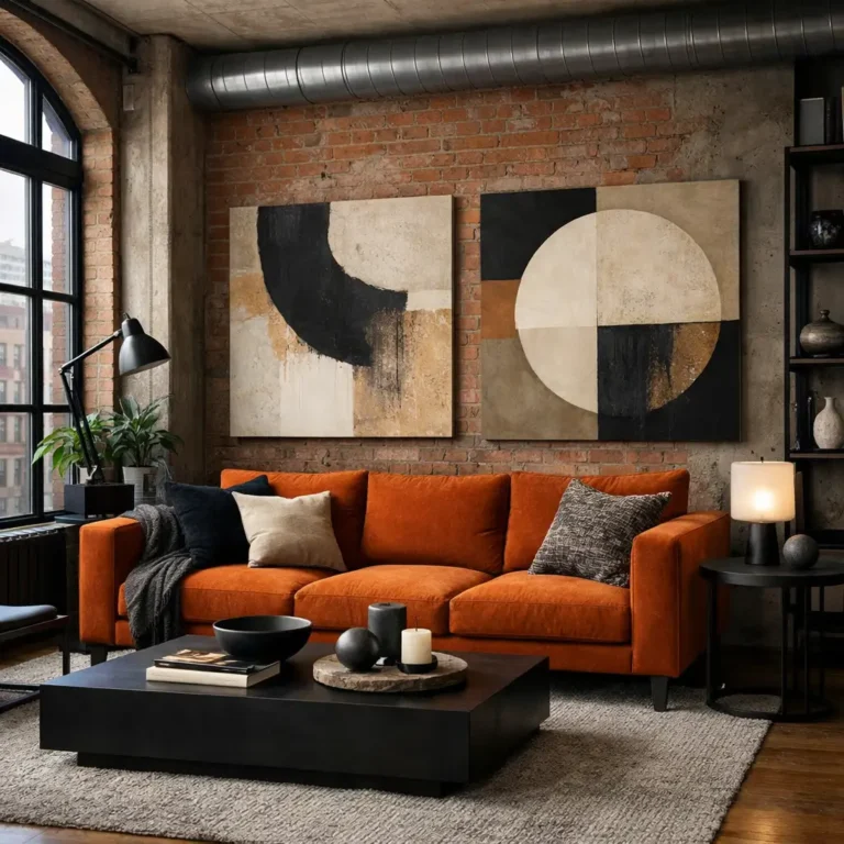 10 Cozy burnt orange sofa living room ideas