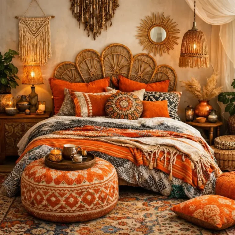 10 Beautiful Orange Boho Bedroom Ideas to Transform Your Space